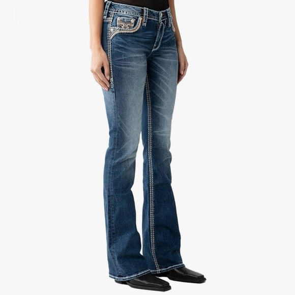 Rock Revival Zinnia Boot Cut Thick Stitch, Flap Pocket Women’s Size 27 (size 4) - Picture 1 of 9